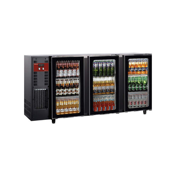 Arrière bar noir 3 portes vitrées - 2065x565x890mm