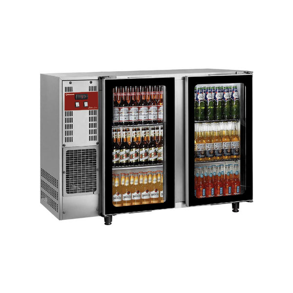 Arrière bar inox 2 portes vitrées - 1455x565x890mm