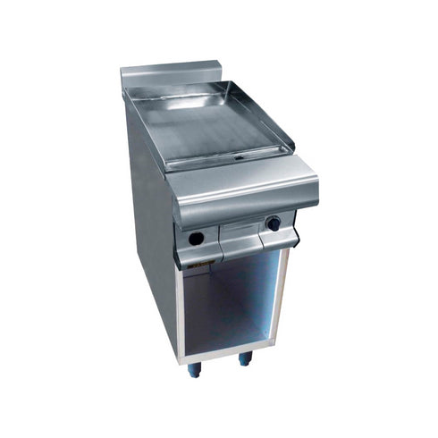 Plancha plaques à snacker inox gaz sur placard ouvert 400x836x900mm