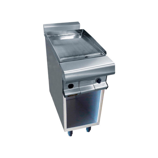 Plancha plaques à snacker inox gaz sur placard ouvert 400x836x900mm