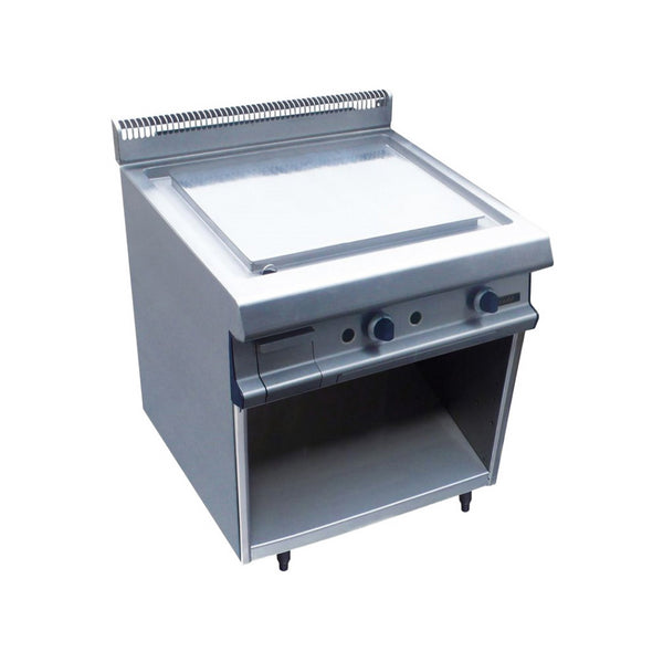 Plancha plaques à snacker lisse inox gaz sur placard ouvert 800x836x900mm 10kW