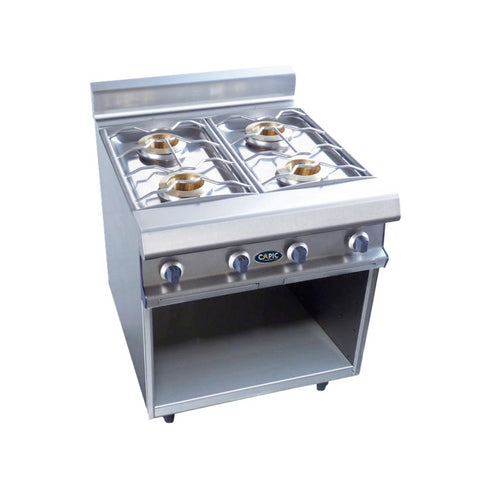 4 feux nus gaz sur placard ouvert 800x836x900mm