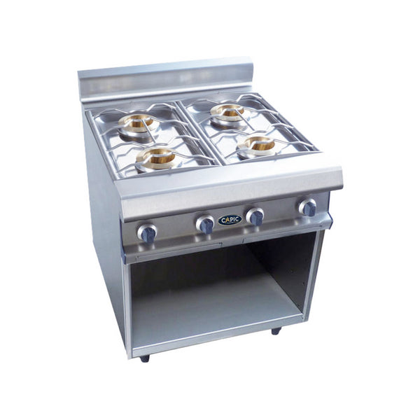 4 feux nus gaz sur placard ouvert 800x836x900mm