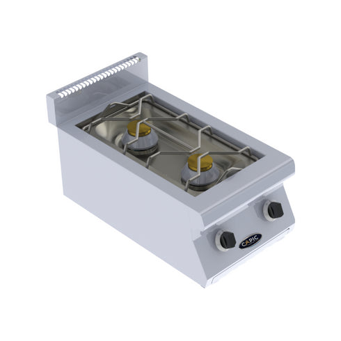 2 feux nus sous grille inox à poser 400x725x270/370mm