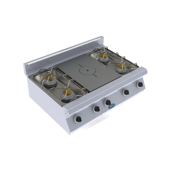 4 feux nus + plaque coup de feu 1 plaque à poser 1000x725x270/370mm