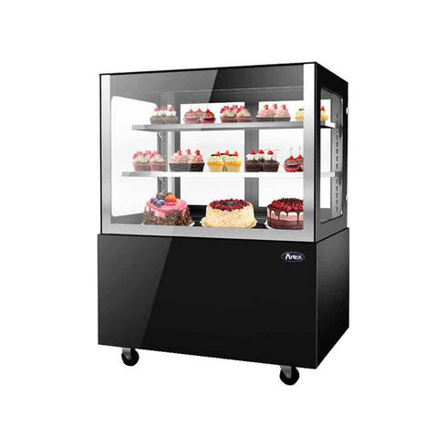 Vitrine panoramique noir 3 niveaux - +2/+8°C - 900x660x1200mm