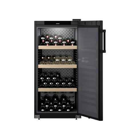 Cave à vin de vieillissement CONFORT en époxy noir mat 1 porte- 141 bouteilles