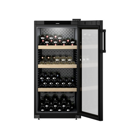 Cave à vin de vieillissement CONFORT en époxy noir mat 1 porte vitrée - 141 bouteilles