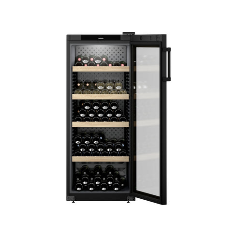 Cave à vin de vieillissement CONFORT en époxy noir mat 1 porte vitrée - 166 bouteilles